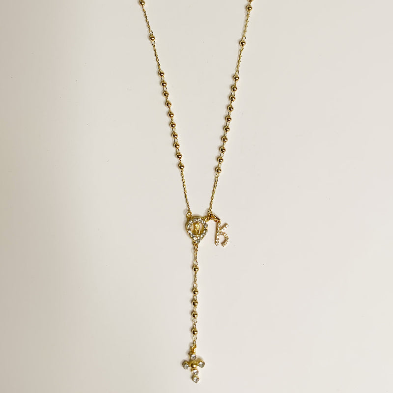 Rosary Necklace CZ With Letter Initial