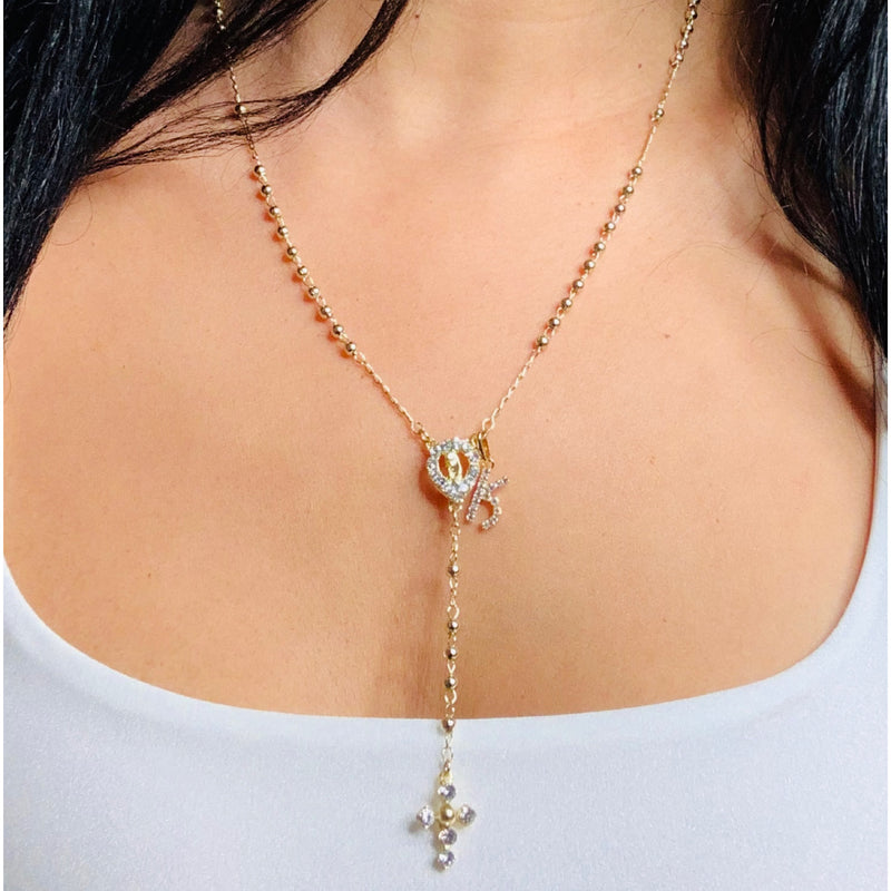 Rosary Necklace CZ With Letter Initial